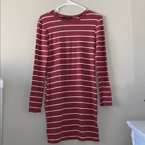 Orange - Rose Flowy Long Sleeve Dress